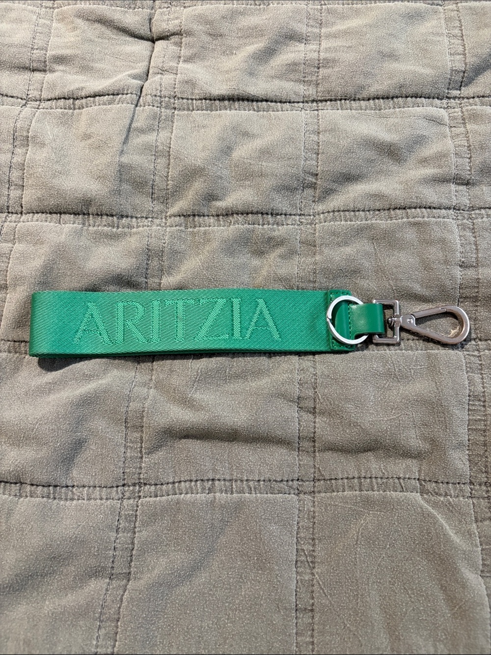 Aritzia Emerald Green Logo Keychain Wristlet